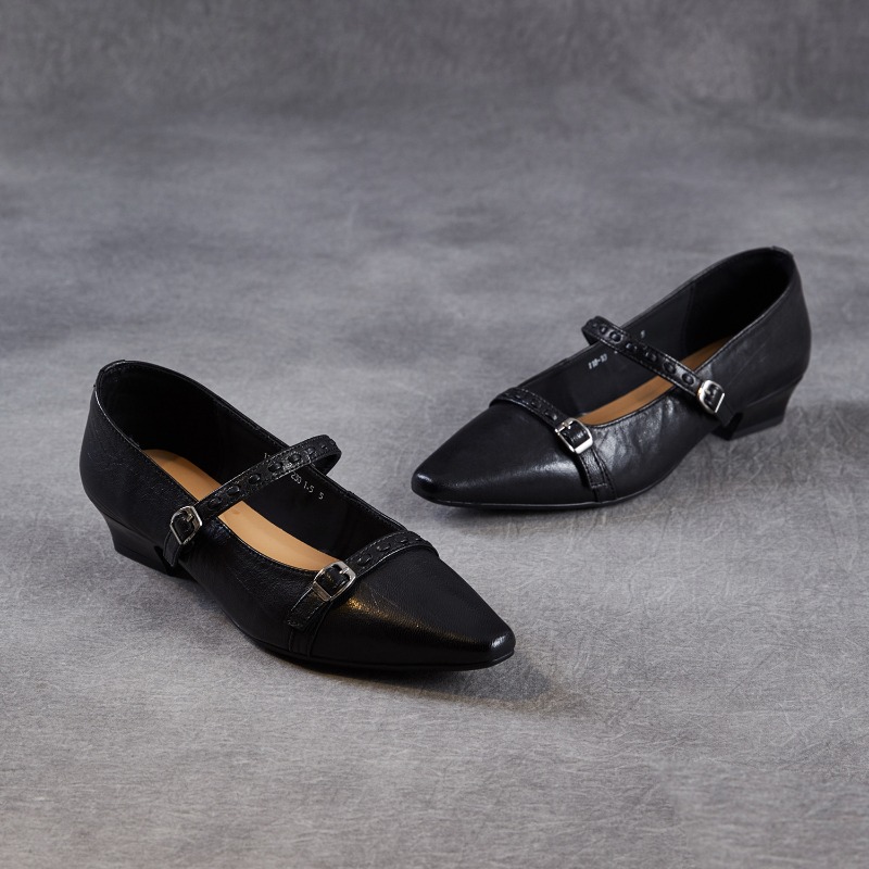 Women Shoes Black - Brown Black Korea Women Flats Square