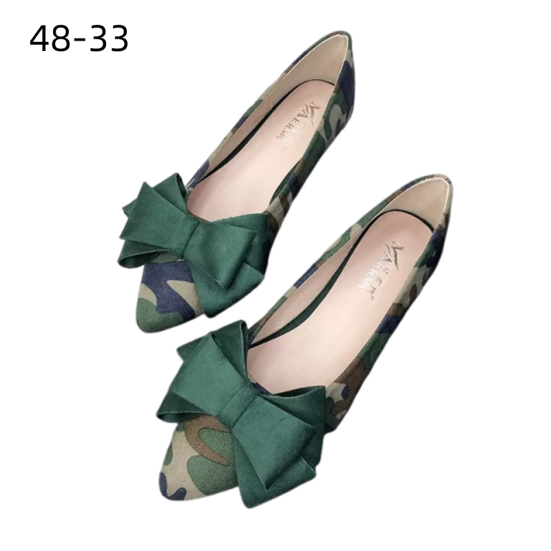 Women'S Shoes For Wide Feet - Lady Camouflage Bow Flats For Wide