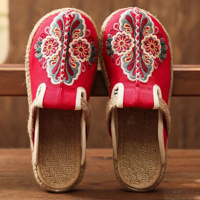 Women'S Shoes Vegan - 2024 Women Casual Linen Handmade Embroidery