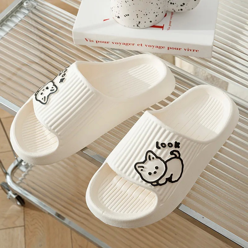 Women Shoes Black - Summer Kawaii Cats Slippers Women Ultra
