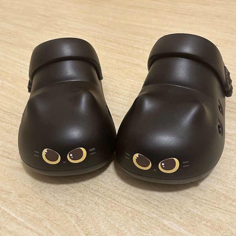 Women Shoes Black - New creative black cat slippers for