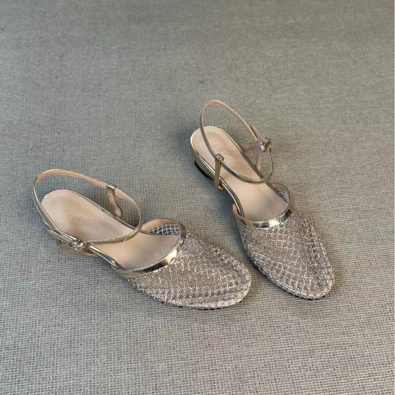 Wedge Heeled Sneaker - French Rhinestone Beautiful Hollow Wedge Baotou