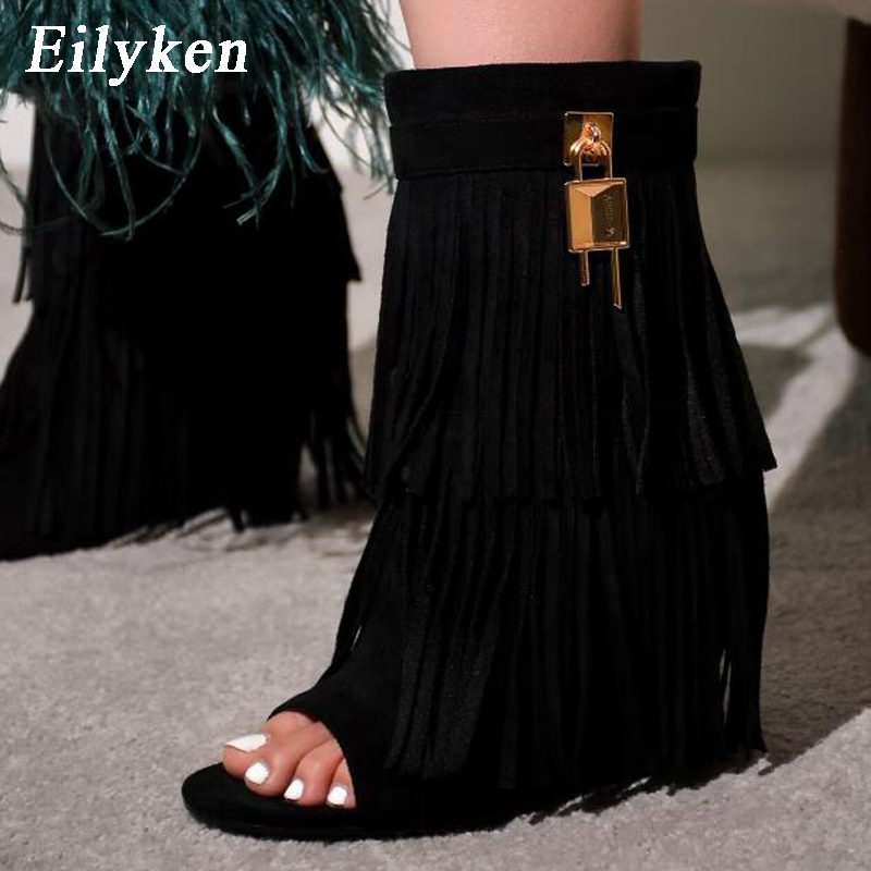 Wedge Heeled Sneaker - Eilyken Designer Fringe Wedges Boot Sandals