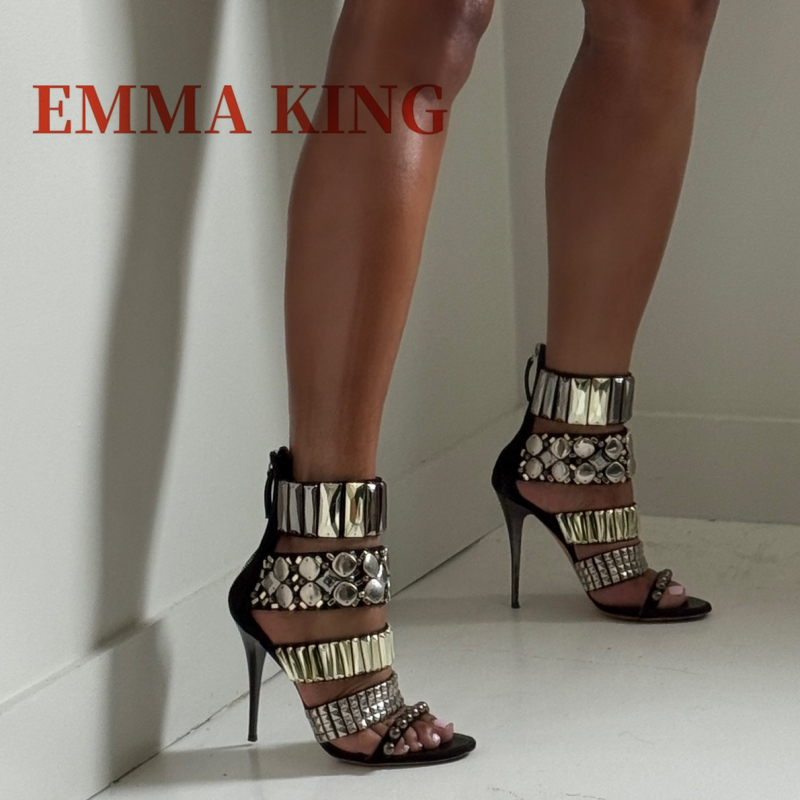 Black Embellished Ankle Strap  - Rhinestone Sandal Women recension och pris