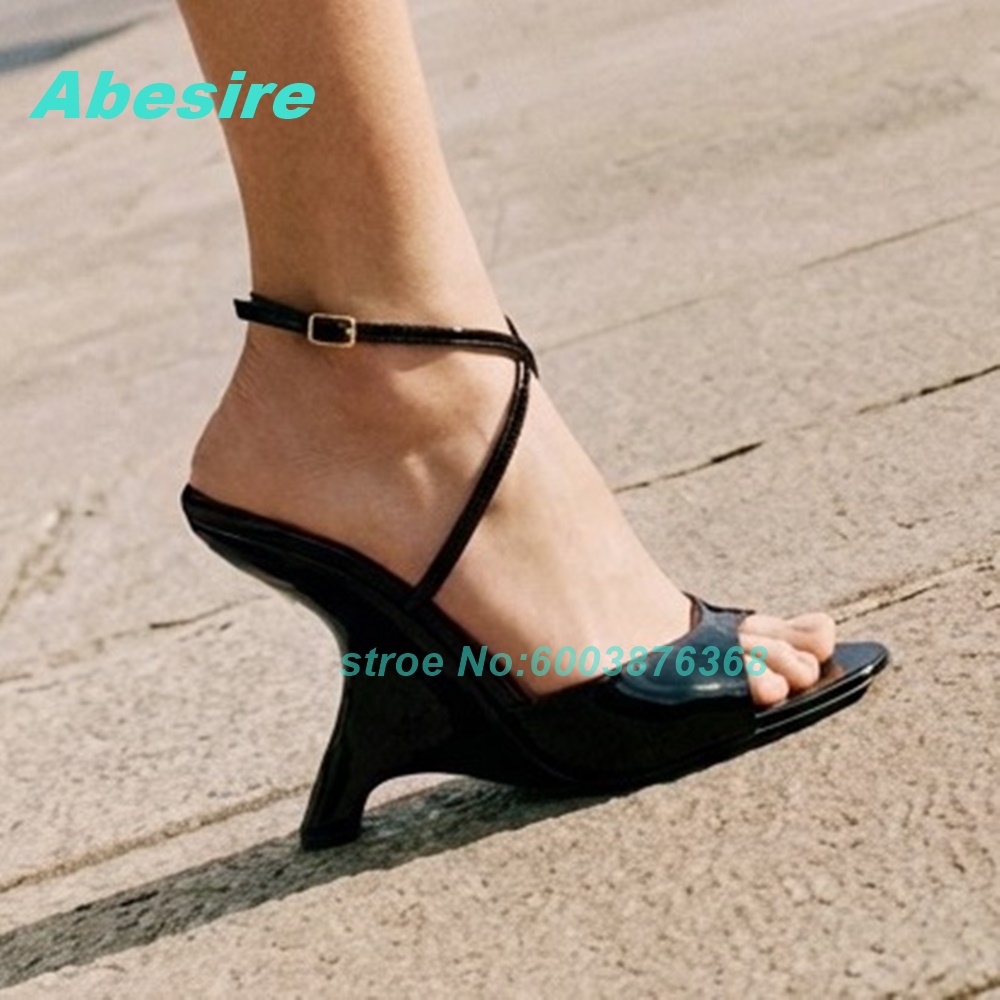 Black Patent-Leather Peep Toe  - Women'S Shoes Y2K recension och pris