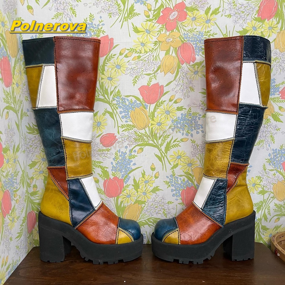 Women Retro Patchwork Leather  - Women'S Shoes Y2K recension och pris