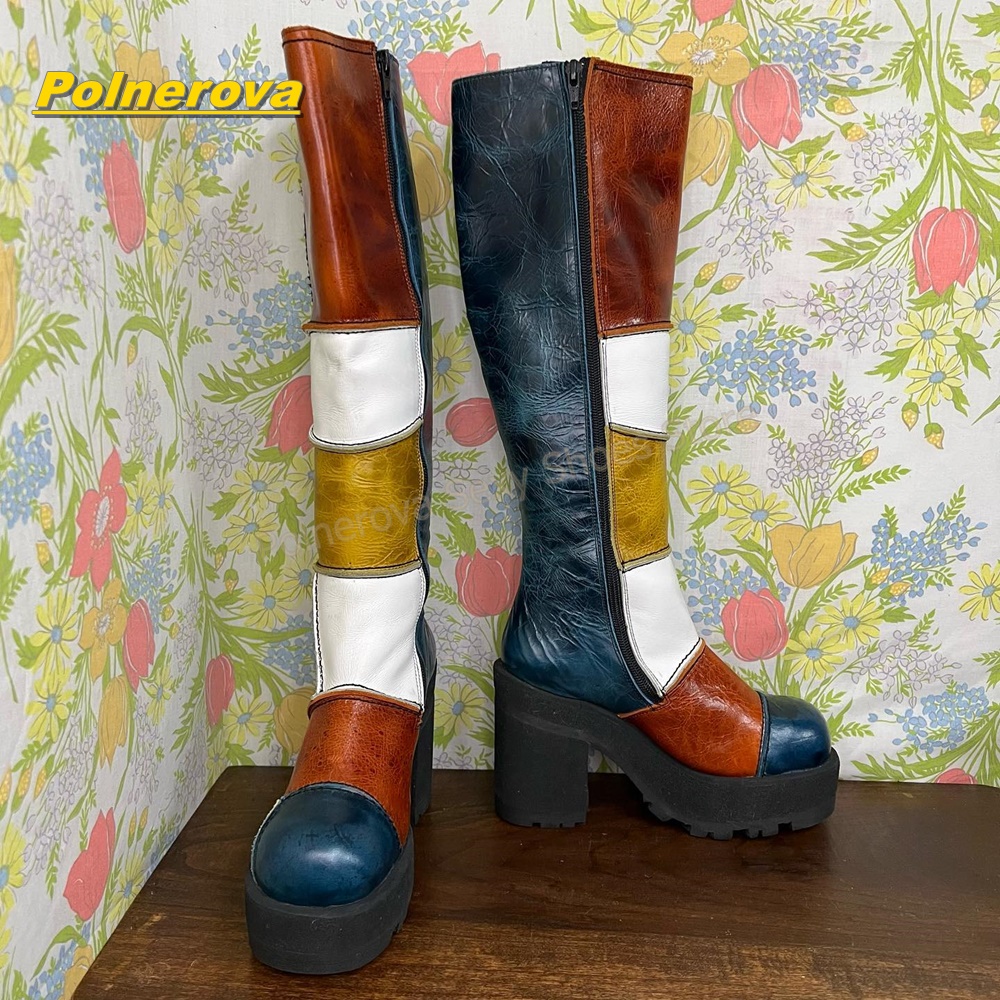 Women Retro Patchwork Leather  - Women'S Shoes Y2K recension och pris