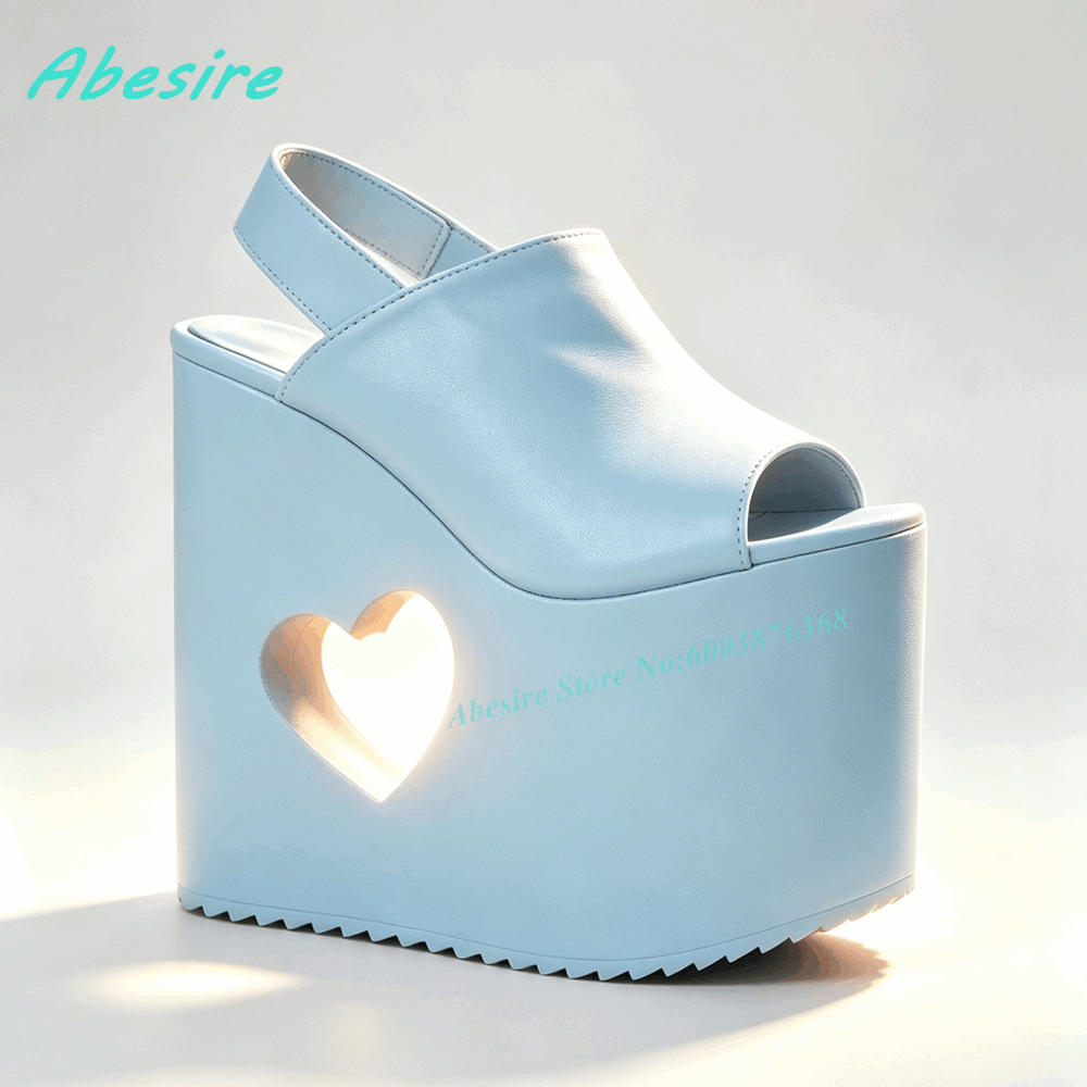 Pink Heart Cutout Wedge Platfo - Women'S Shoes Y2K recension och pris
