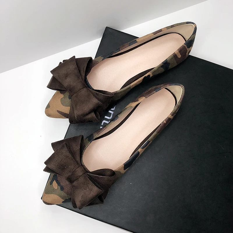 Lady Camouflage Bow Flats For  - Women'S Shoes For Wide Feet recension och pris