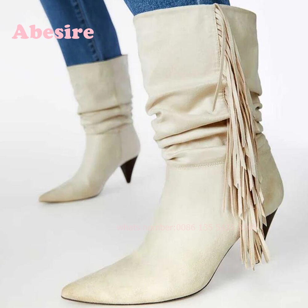 White Cone Heel Fringe Shoes V - Women'S Shoes Vegan recension och pris