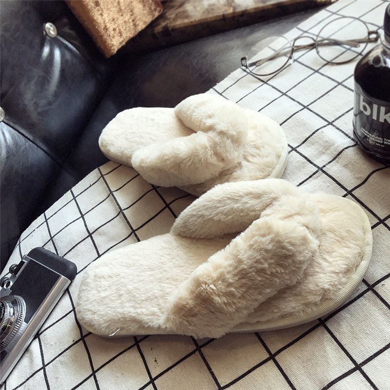 Cross Warm Fluffy Furry Slippe - Women'S Shoes For Fall recension och pris