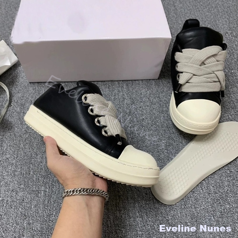 Unisex Black Leather Platform  - Women'S Shoes Y2K recension och pris