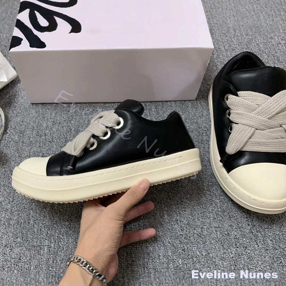 Unisex Black Leather Platform  - Women'S Shoes Y2K recension och pris