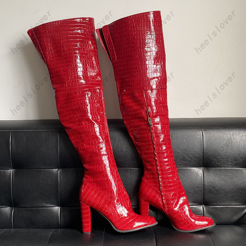 Women Handmade Winter Thigh Bo - Women'S Shoes Burgundy recension och pris