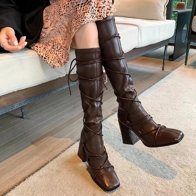 Autumn Winter Leather Strap Kn - Women'S Shoes Y2K recension och pris