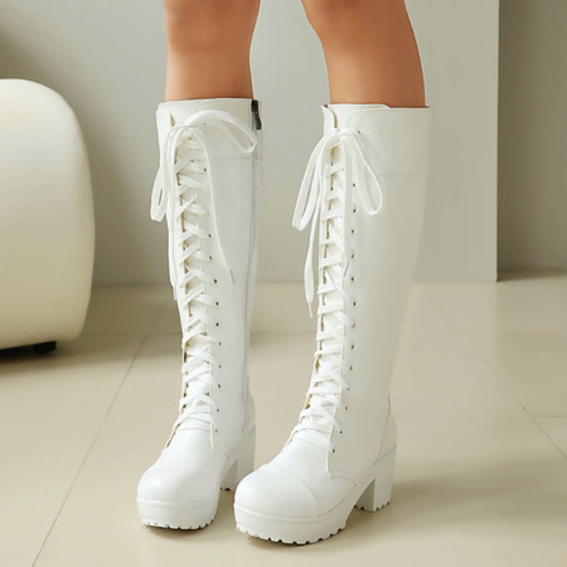 Womens Knee High Lace Up Comba - Women'S Shoes For Fall recension och pris