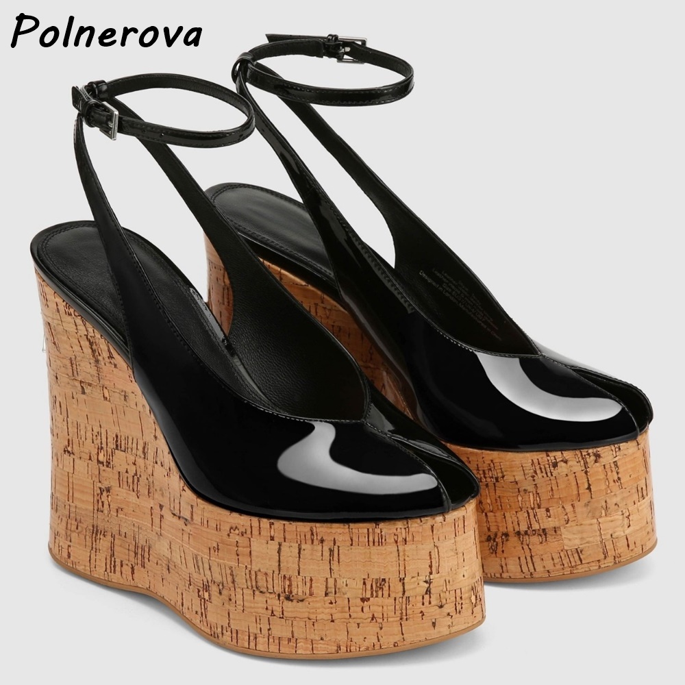 Patent Leather Wedge Platform  - Women'S Shoes Y2K recension och pris